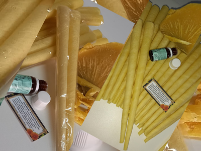 Materiais e processo de fabricação artesanal do Cone Chinês usado em terapias naturais.