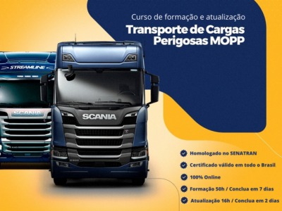 Curso MOPP Carga Perigosa Online, ensina transporte seguro de materiais perigosos.